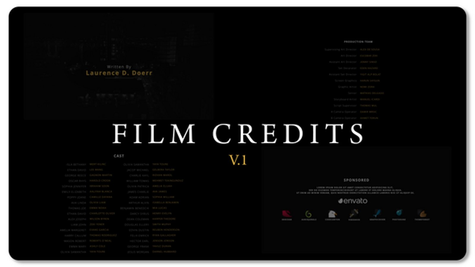 Minimalist Film Credits Template, Elements ft. movie credits & film